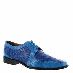 Giorgio Brutini Blue Crocodile Pattern Oxfords